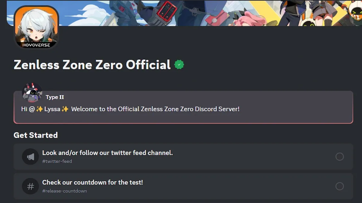 The onboarding message for new members of the Zenless Zone Zero Discord group. 