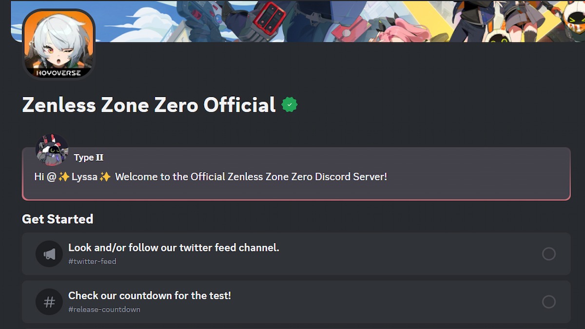 The onboarding message for new members of the Zenless Zone Zero Discord group.