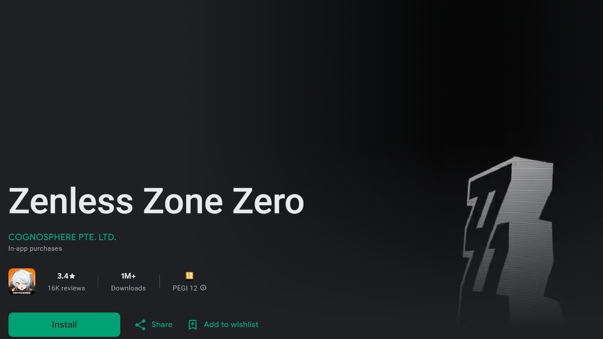 The Zenless Zone Zero page in the Google Play Store.