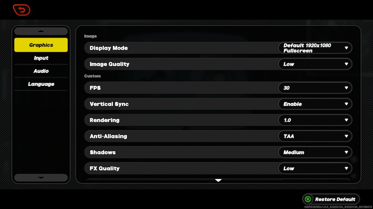 The graphics settings in Zenless Zone Zero.