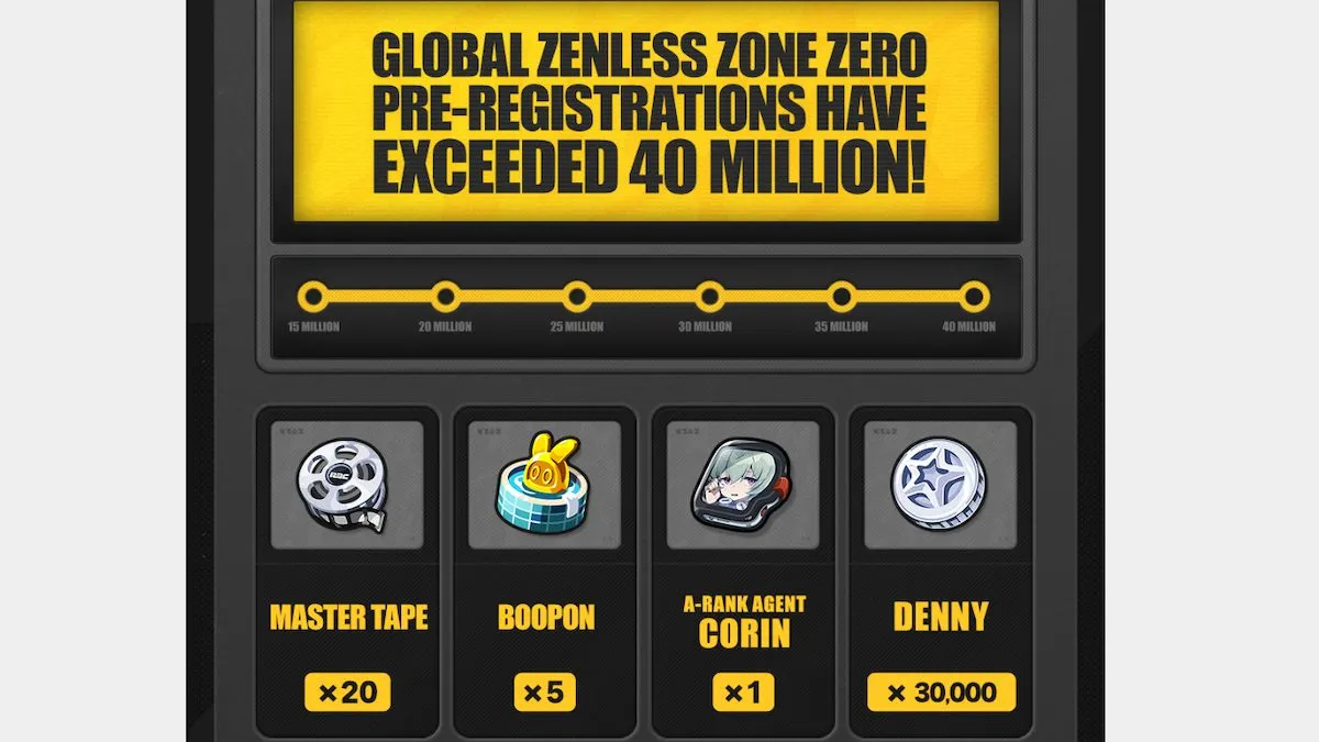 Pre-registration rewards for Zenless Zone Zero.