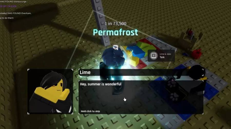 Speaking with Lime and Jake NPC in Sol’s RNG