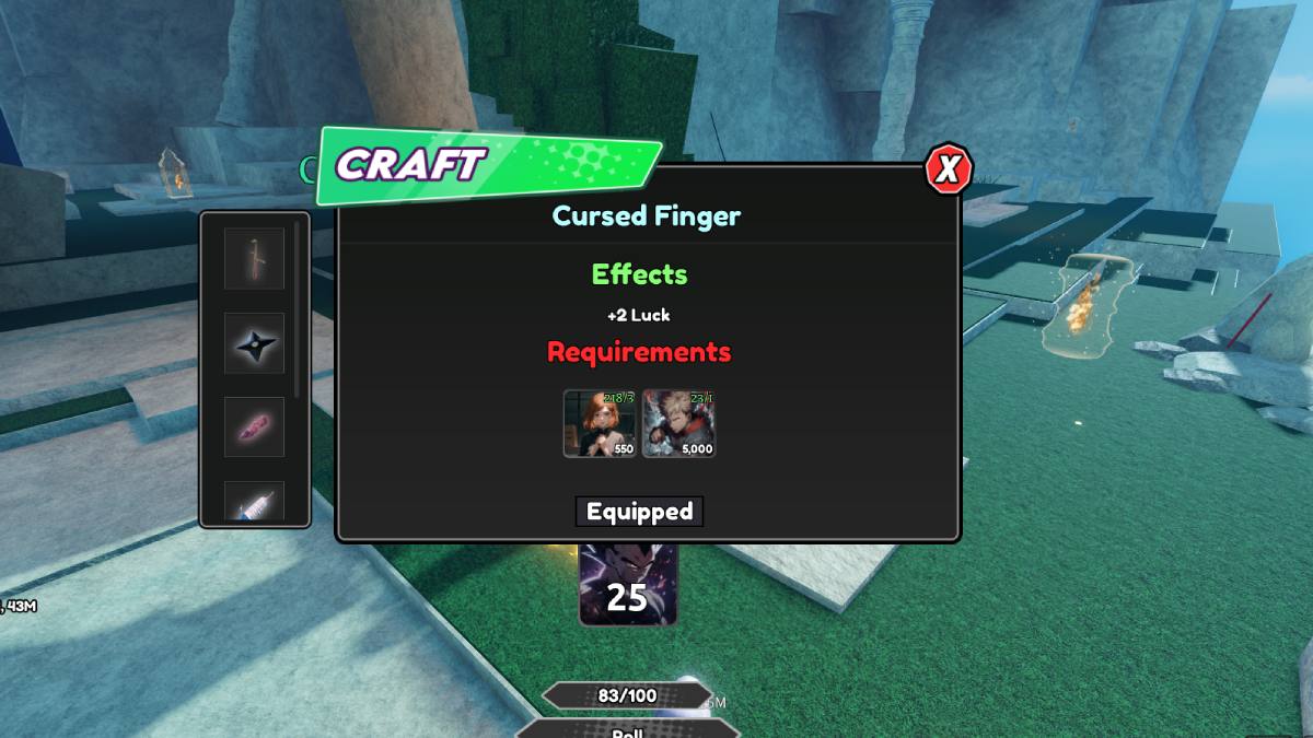 Crafting Cursed Finger item at Merchant NPC in Anime Card battle