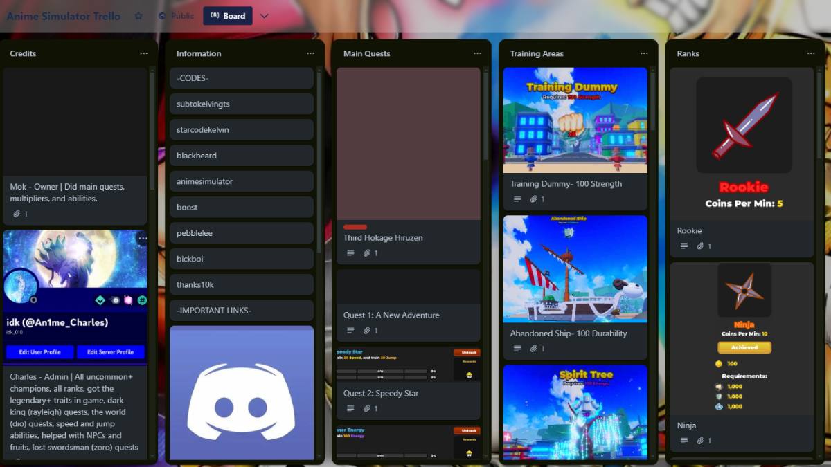 Anime Simulator Trello Link and Discord Server – Roblox