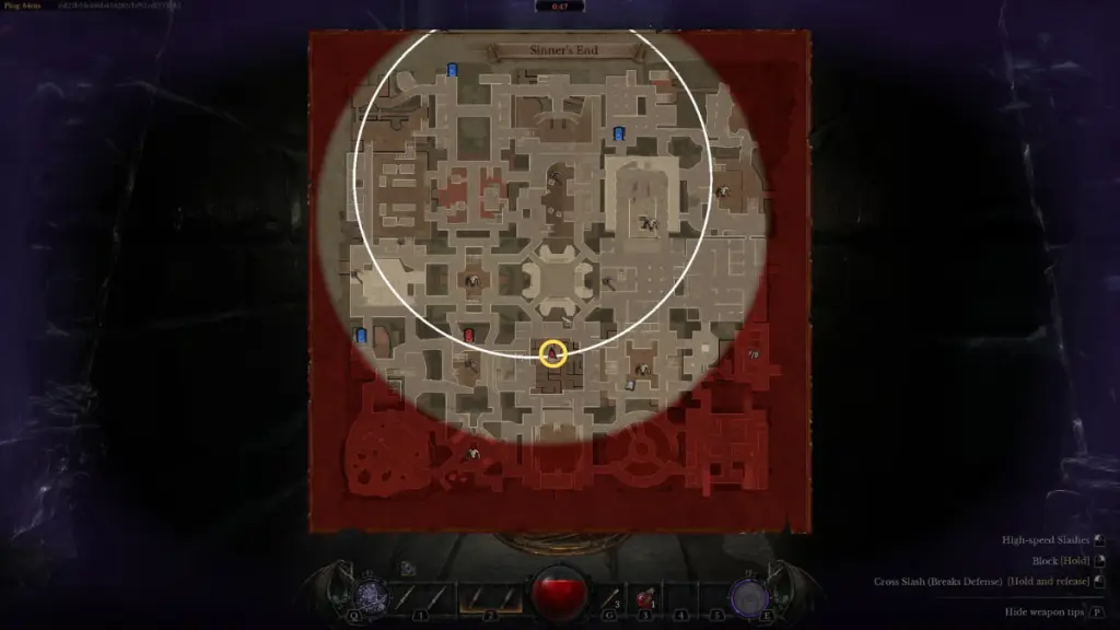 The location of the Sinner's End Maze Resurrection Stone in Dungeonborne