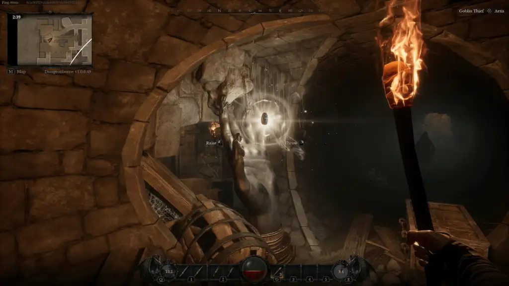 The Sinner's End Resurrection Stone hidden in a tunnel in Dungeonborne