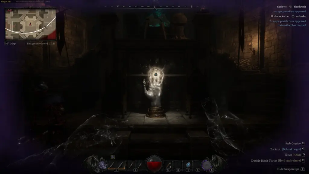 The Resurrection Stone in the Sinner's End room with moving pillars in Dungeonborne