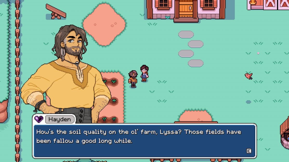 Hayden asking about your farm in Fields of Mistria.