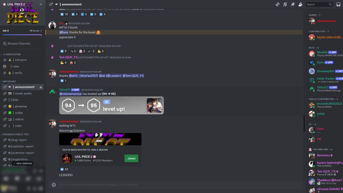 Ijul Piece 2 Trello Link и сервер Discord