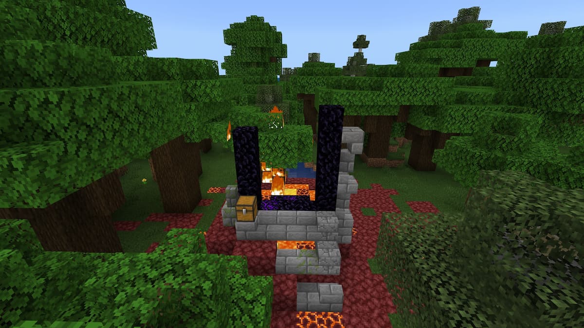 A ruined Nether Portal in Minecraft