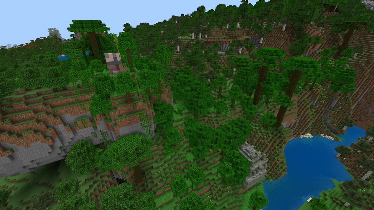 An exposed set of Minecraft Trail Ruins and a Jungle Temple