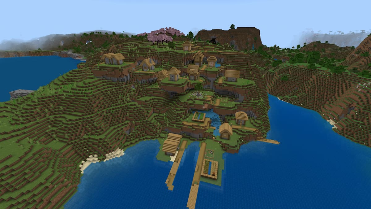 a Minecraft Plains Village in a Sunflower Plains biome