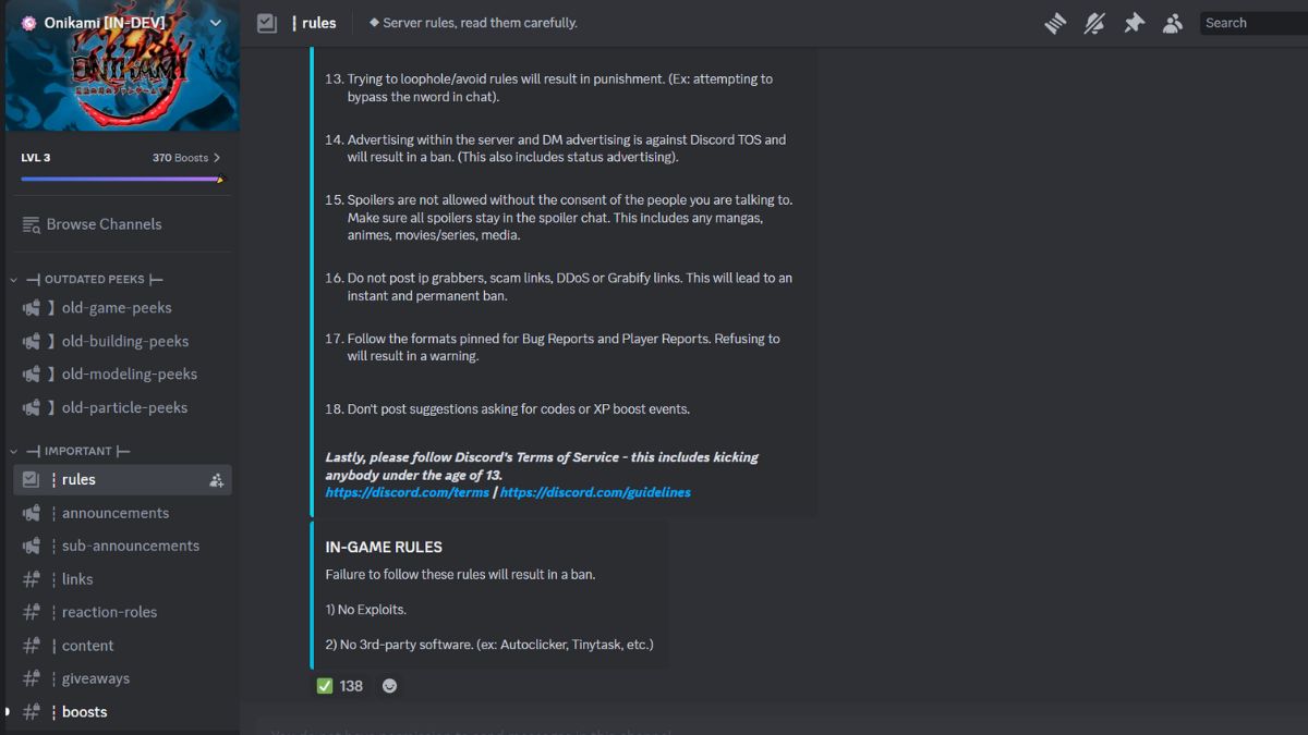 Onikami Legacy Trello Link и сервер Discord