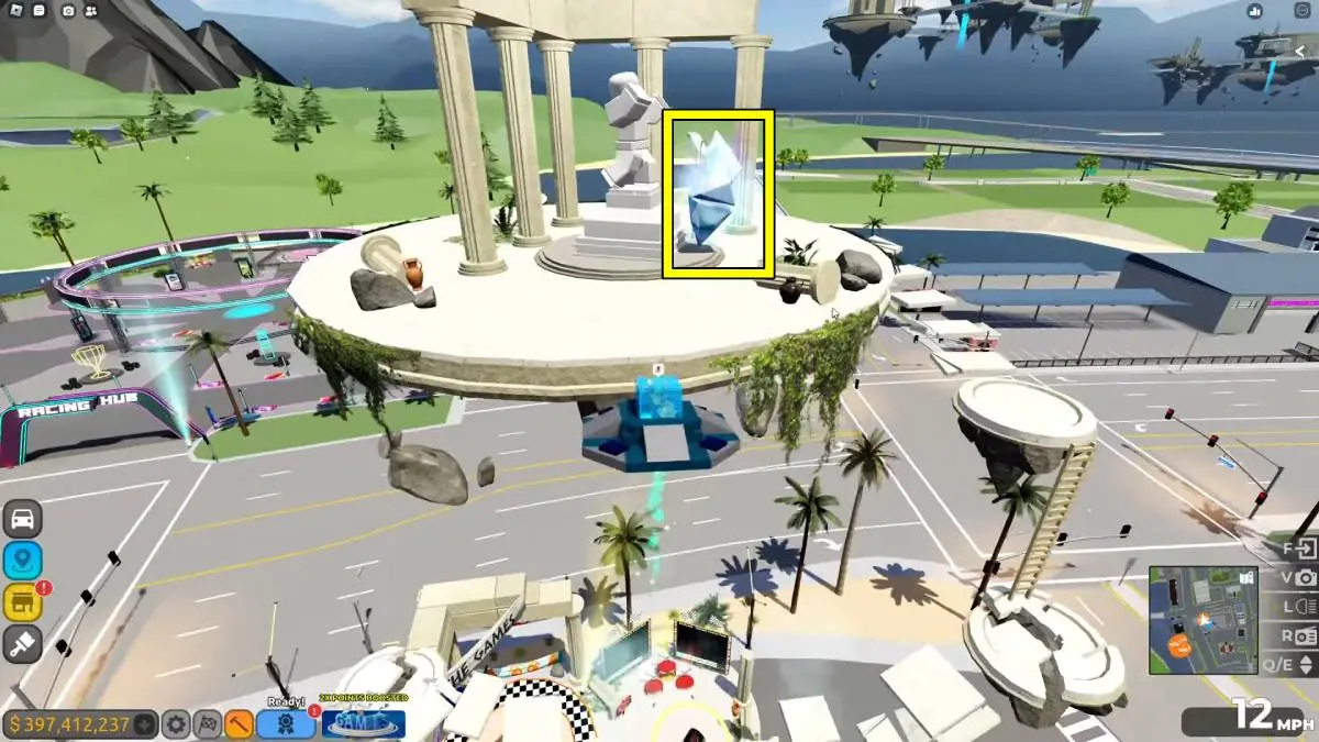 Shine token floating on the top of The Game event area in The Driving Empire