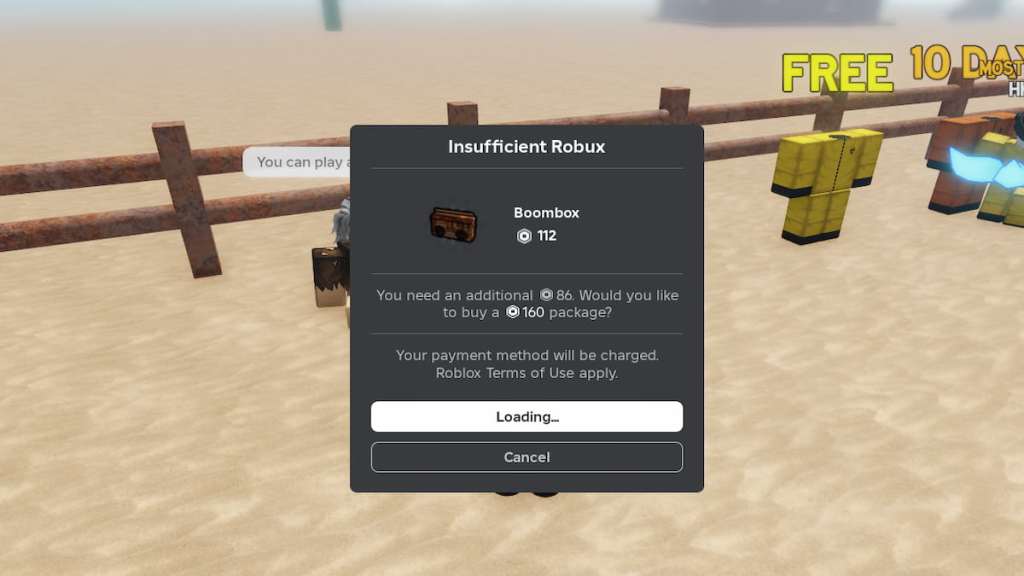 Menu in Roblox Game