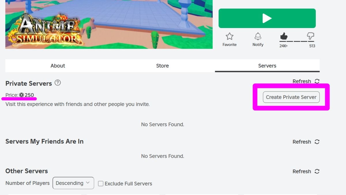 Anime Simulator how to create a private server