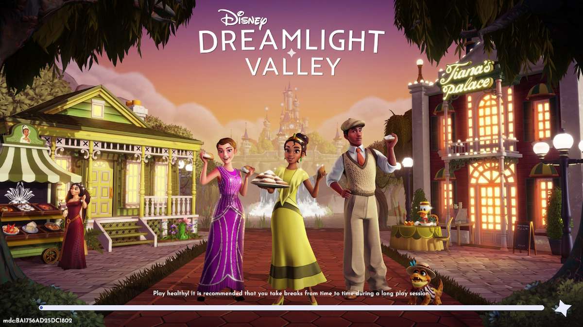 The new loading screen for Tiana's update in Disney Dreamlight Valley.