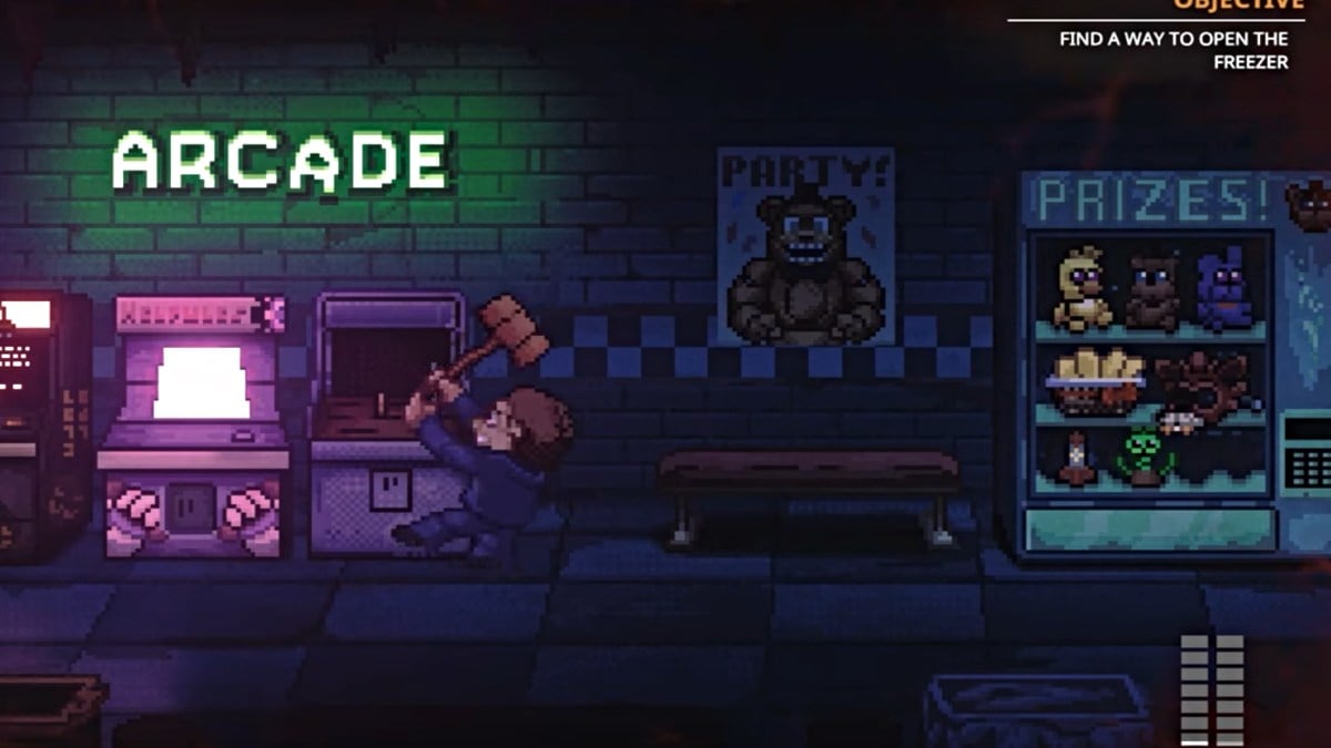 Oswald gets the hammer from the arcade in Five Nights at Freddy's: Into the Pit