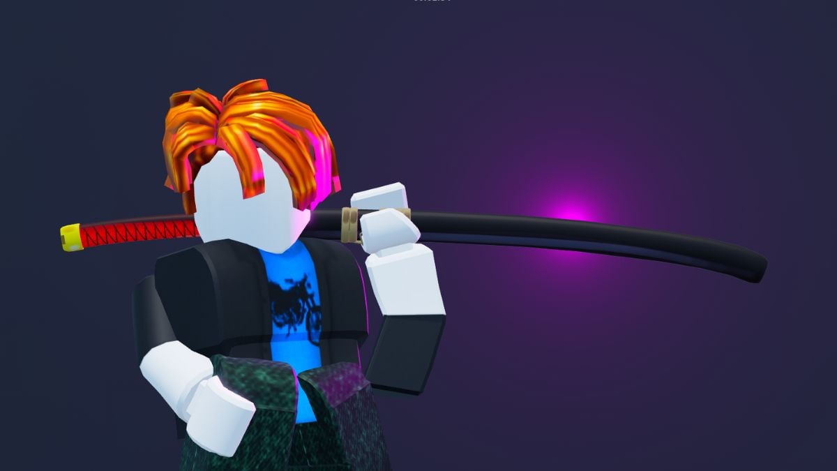 Player holding a katana in Heaven Stand Roblox