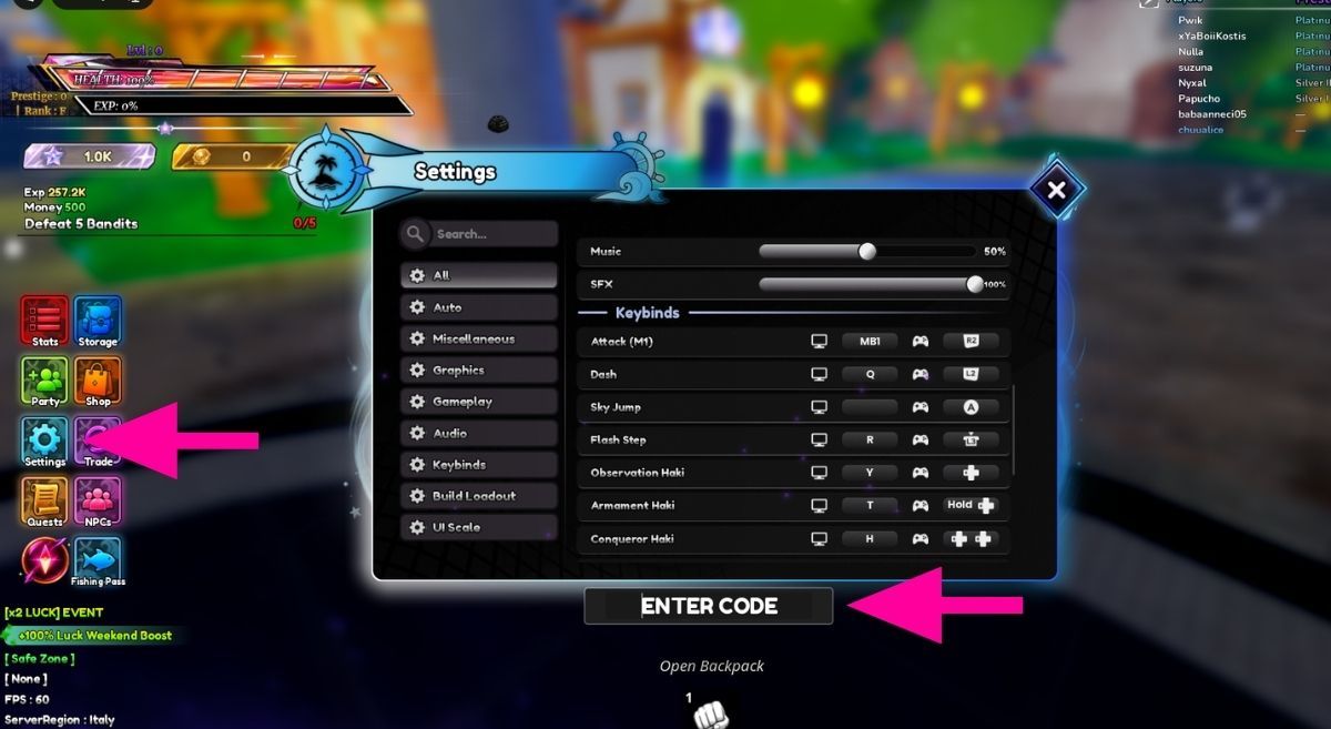 How to Redeem Codes in Legacy Piece