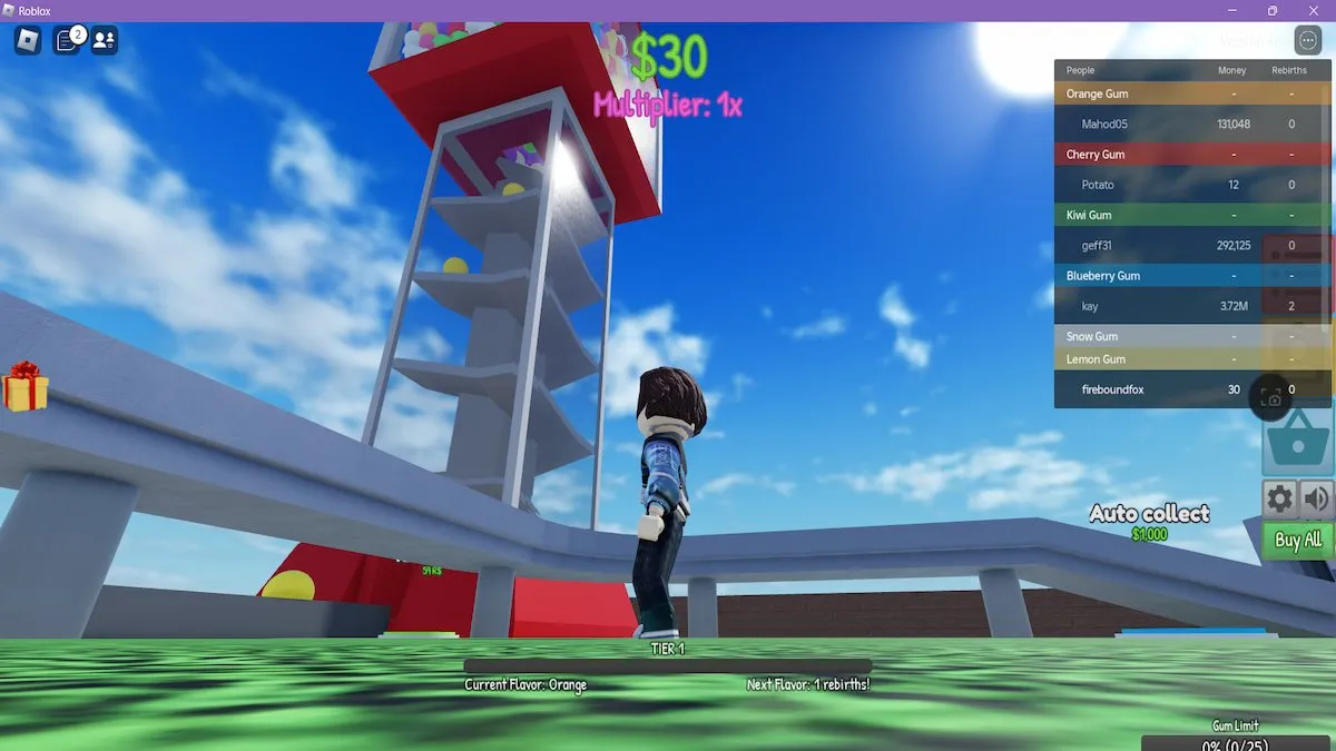 The gumball machine in Roblox Gumball Factory Tycoon.