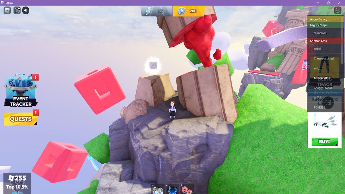 The location of the final Roblox logo tilt cube in The Games Event Hub.