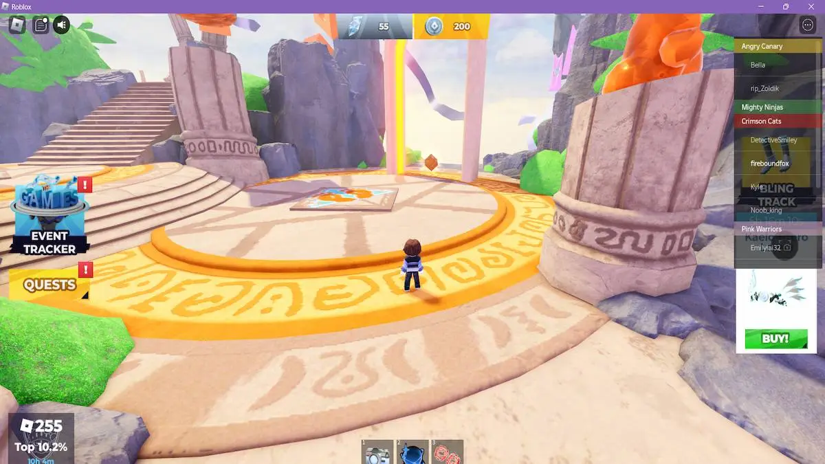 The location of the sixth Roblox logo tilt cube in The Games Event Hub.