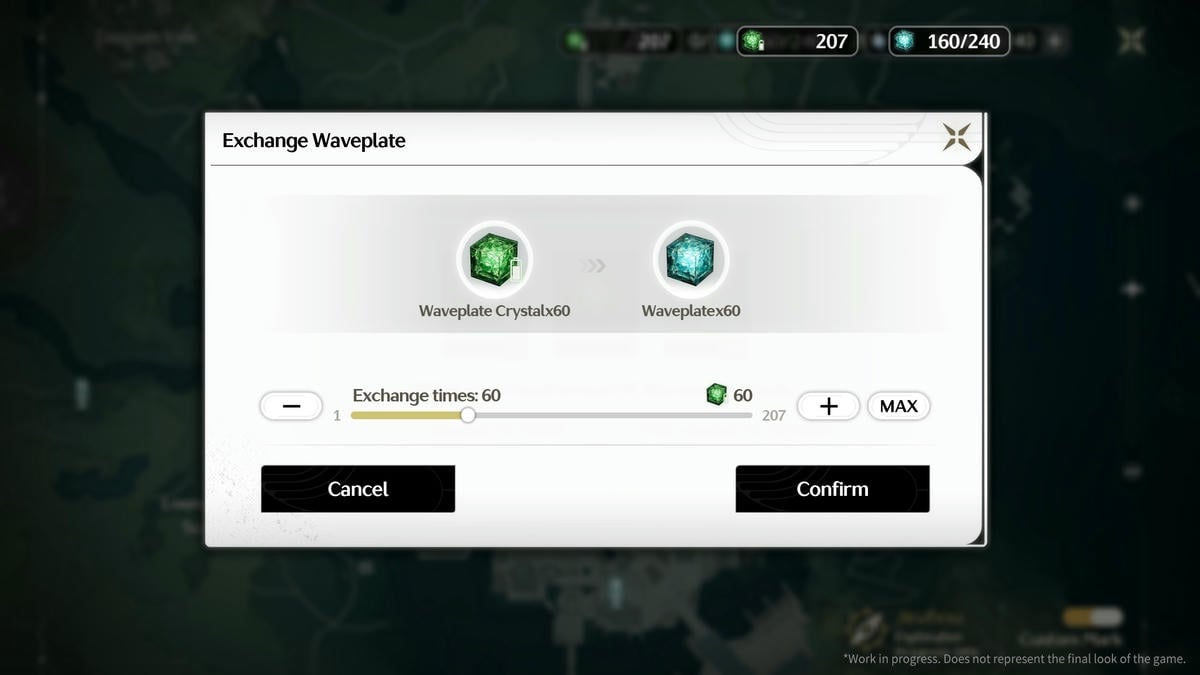 Wuthering Waves exchange waveplate menu