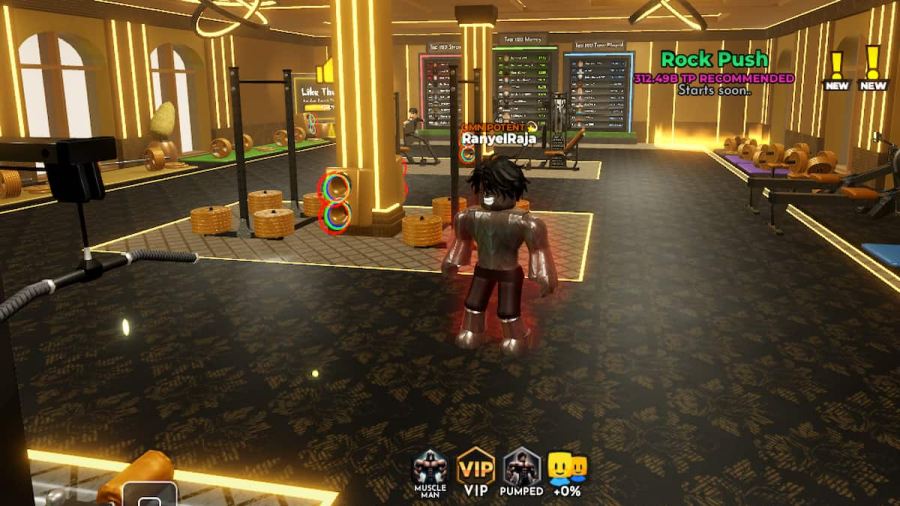 A player standing in Gym League