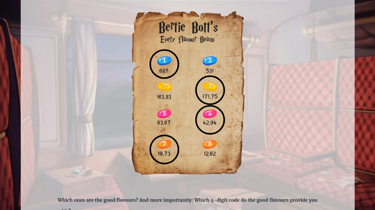 La solvo por la Bertie Botts Every Flavor Beans-enigmo en Hogwarts Escape Room