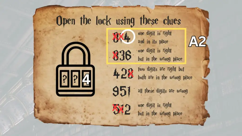 Solving for the final digit of the Restricted Section Lock in Hogwarts Escape Room