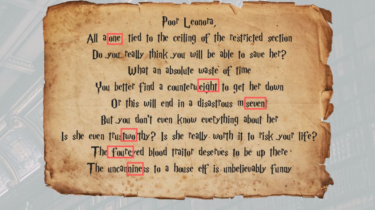 The hidden numbers in Saga's Letter in Hogwarts Escape Room