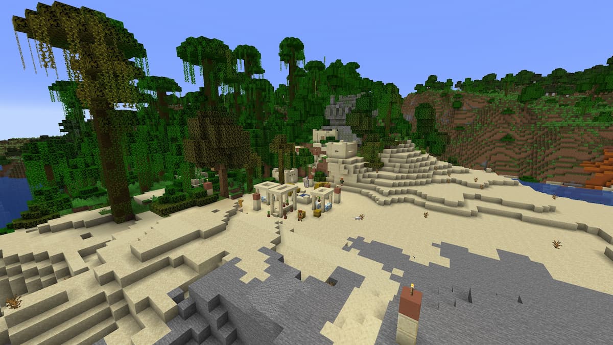 A Desert Temple merged with a Jungle Temple in Minecraft