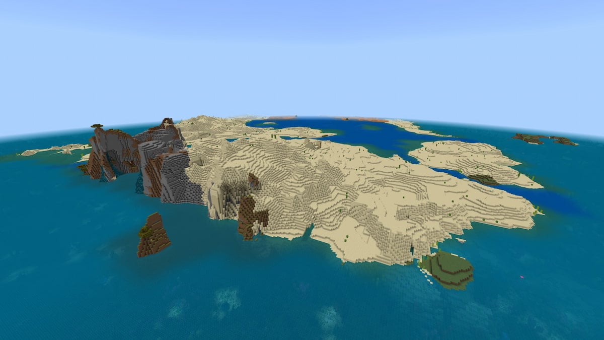 A Desert island in the middle of a Minecraft Coral Reef biome