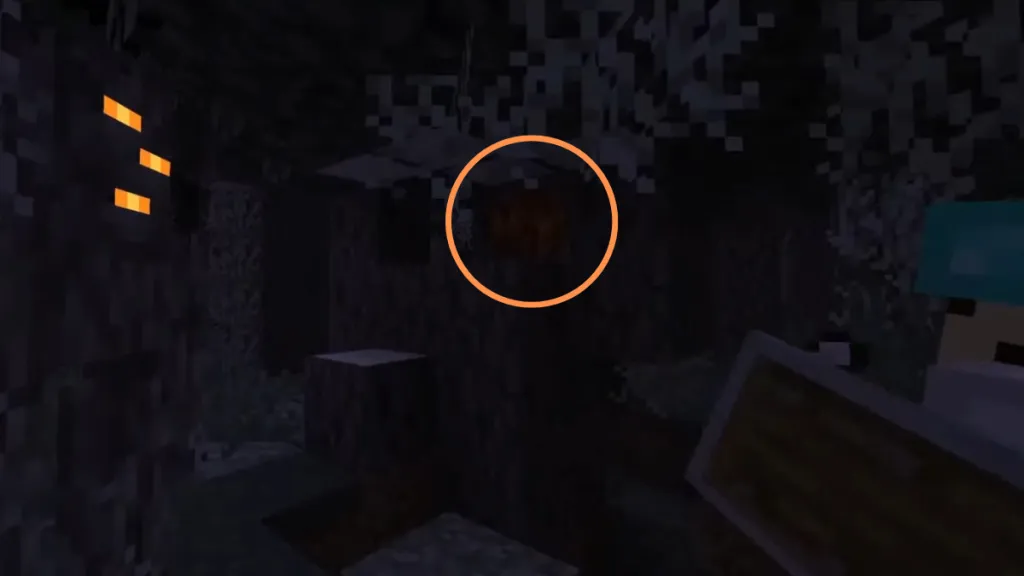 A barely-visible Creaking Heart in Minecraft