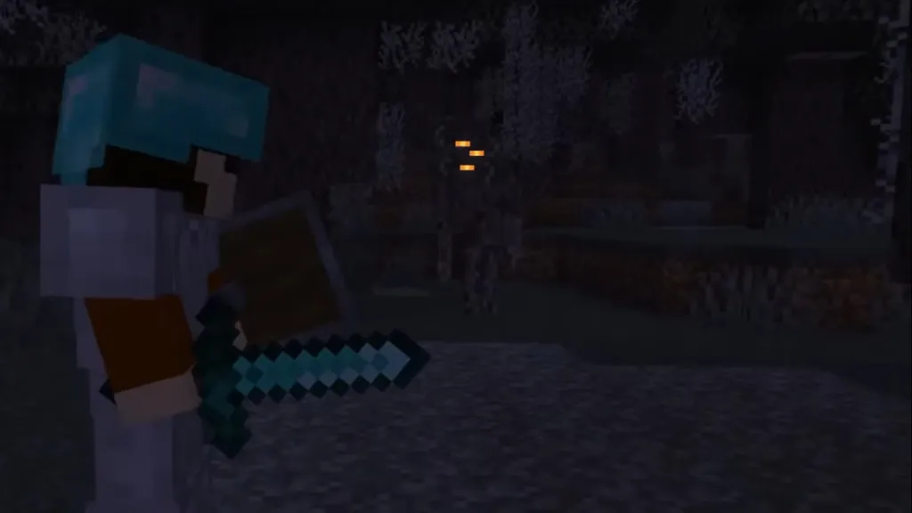 A player facing the Creaking in Minecraft