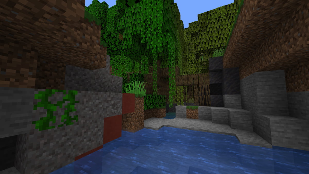 A set of Trail Ruins in a Mangrove Swamp in Minecraft