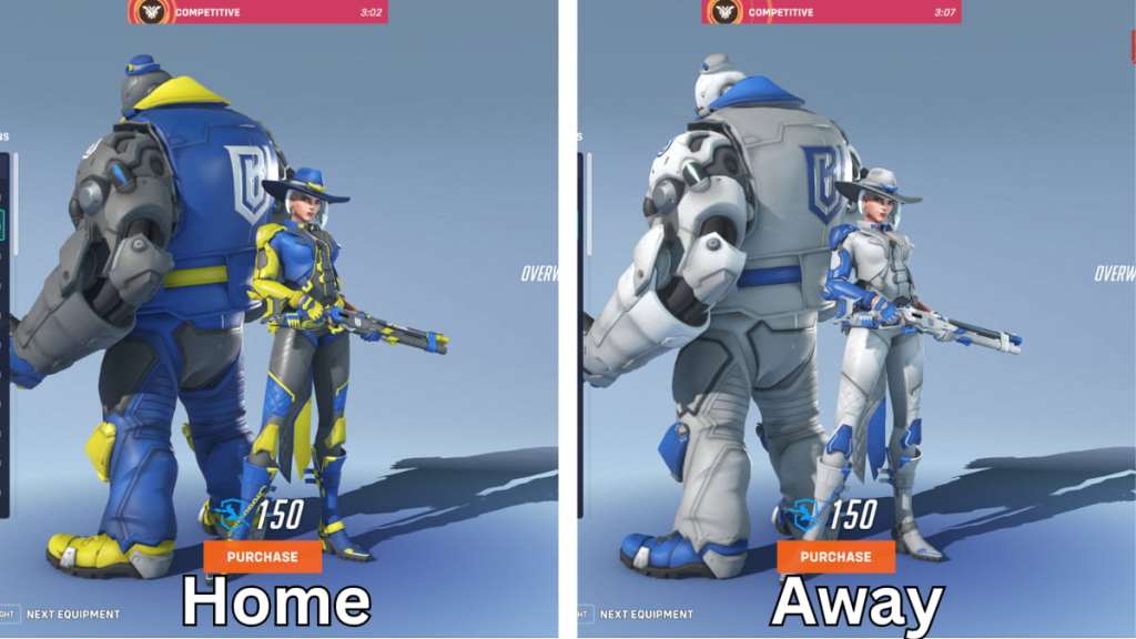 The Boston Uprising home and away skins for Ashe in Overwatch 2