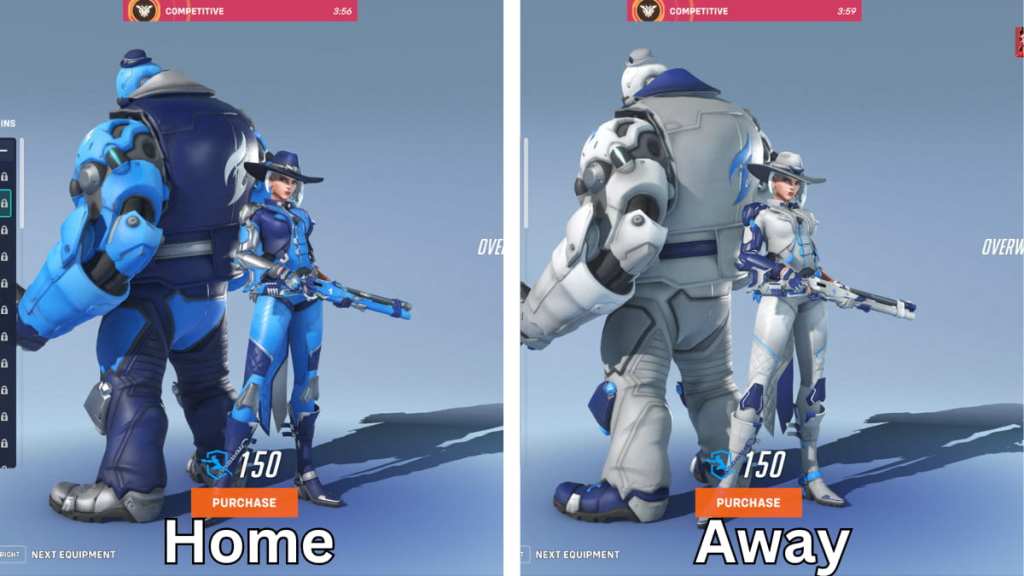 The home and away skins for the Dallas Fuel using Ashe from Overwatch 2