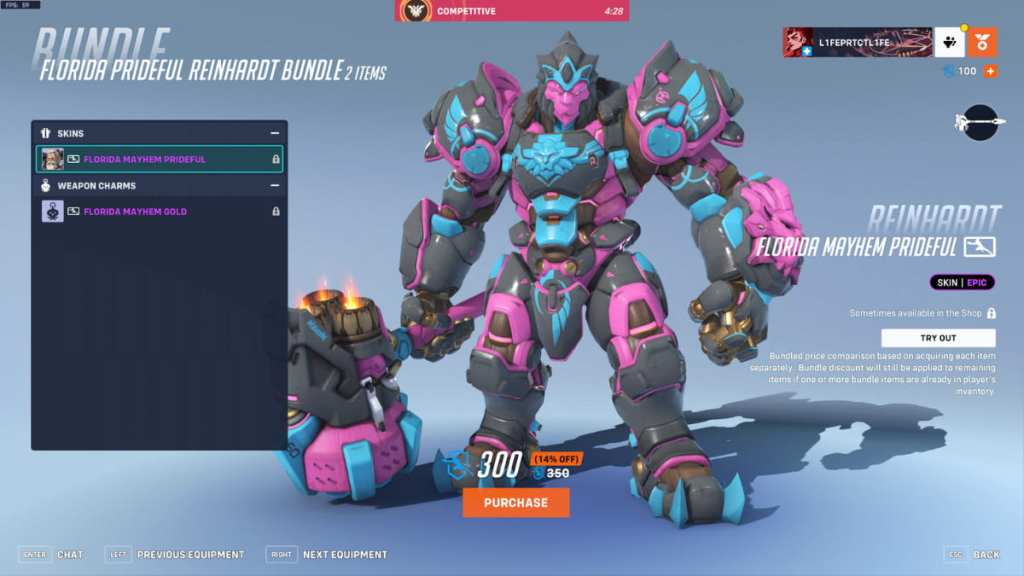 The Florida Mayhem's Prideful Reinhardt skin