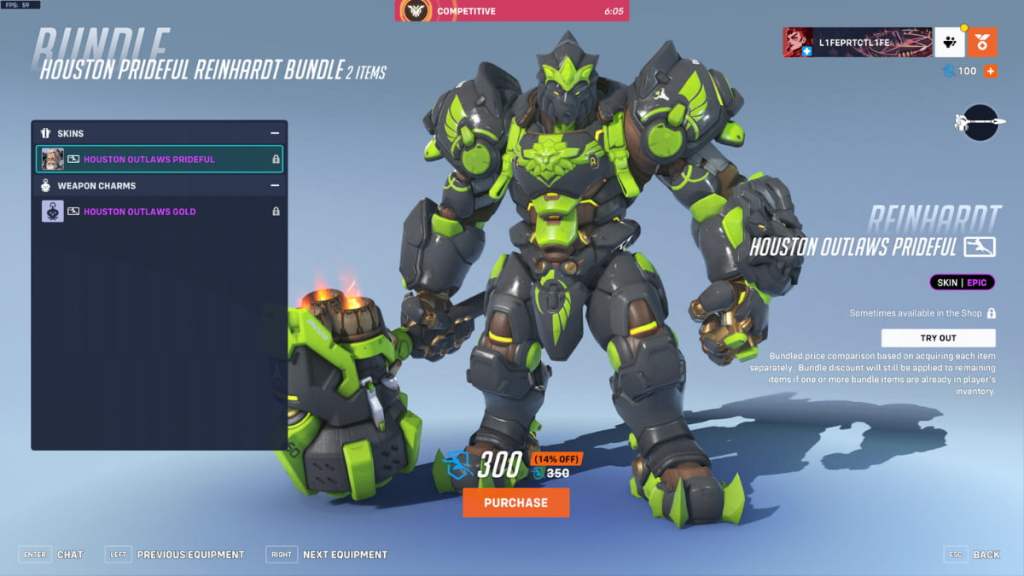 The Prideful Reinhardt Houston Outlaws skin