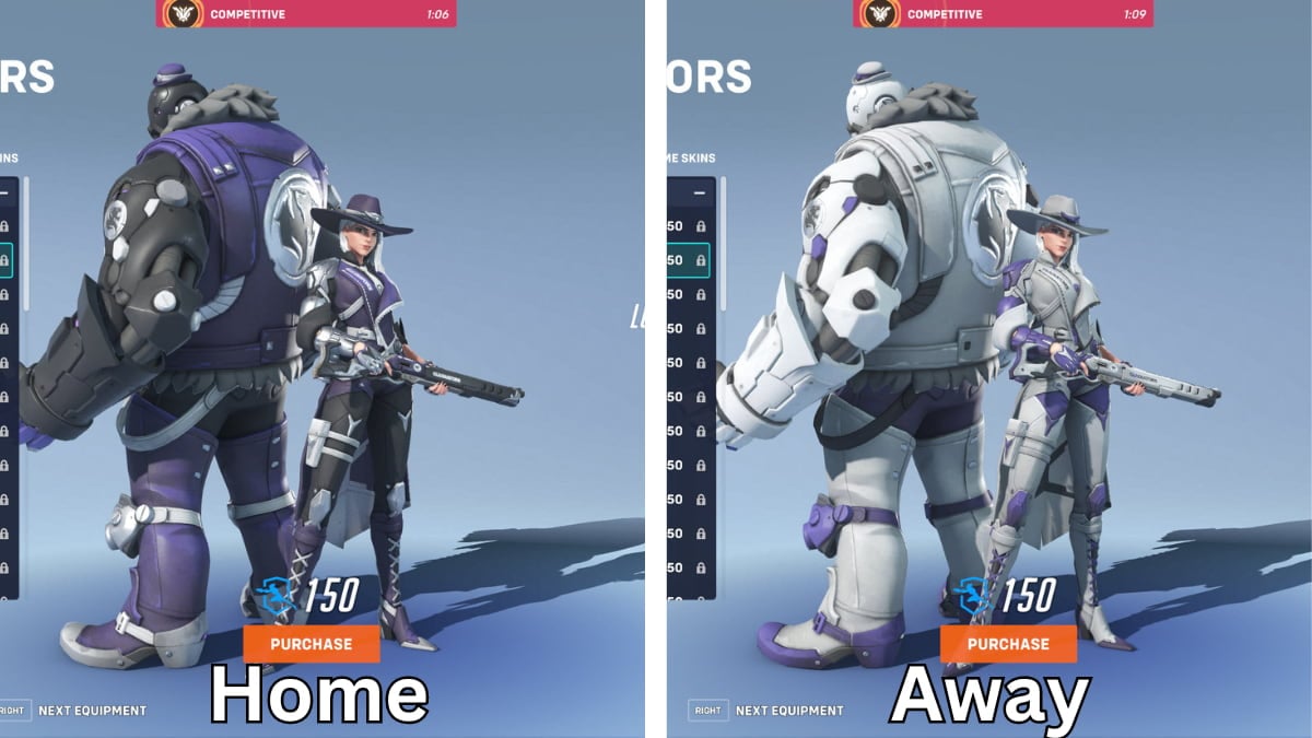 The home and away skins for the Overwatch 1 LA Gladiators team