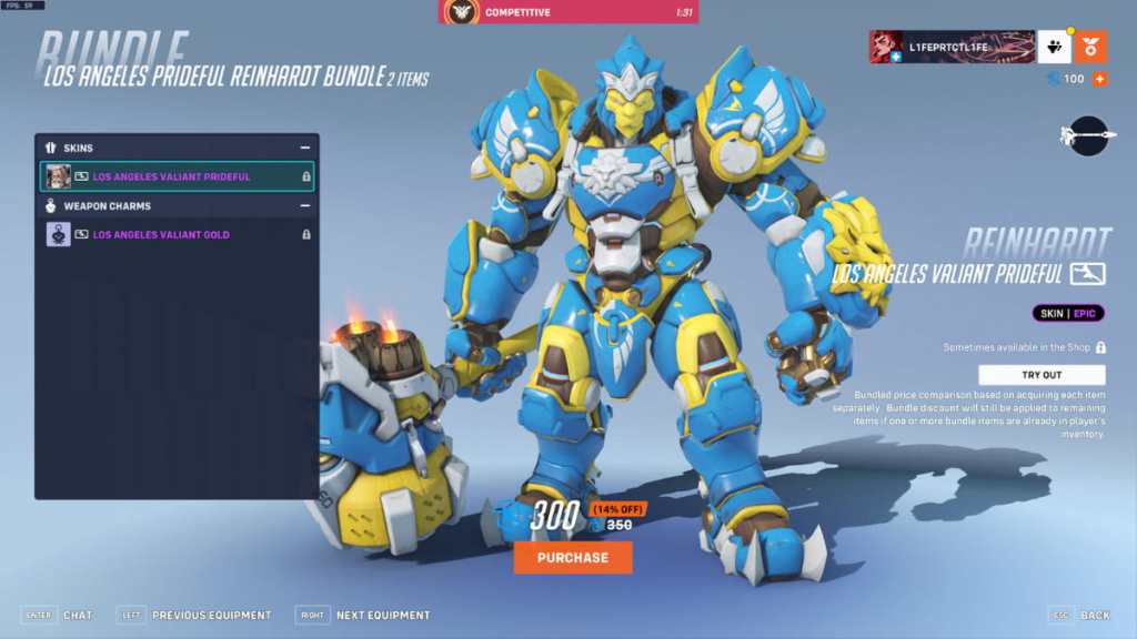 Reinhardt's Los Angeles Valiant Prideful skin