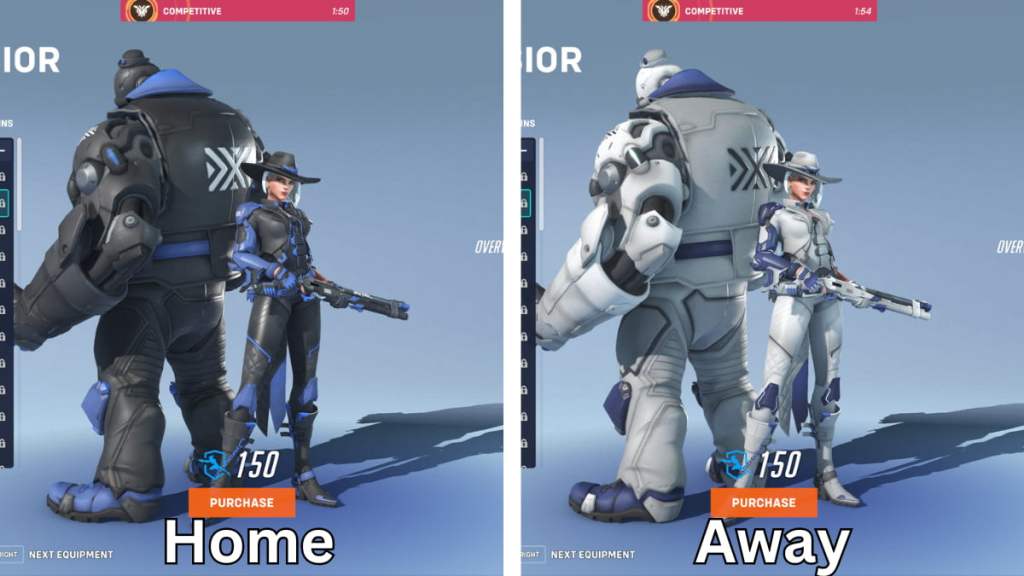 New York Excelsior's home and away Ashe skins in Overwatch 2