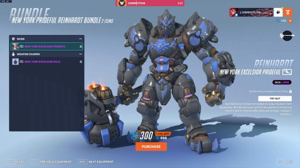 The Prideful Reinhardt skin for the New York Excelsior team