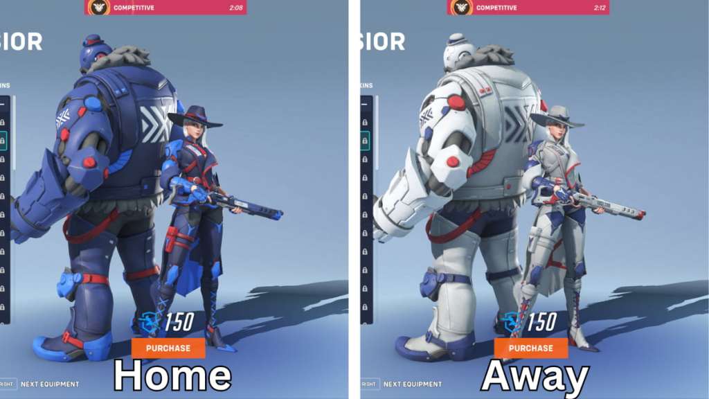 The old New York Excelsior's home and away skins in Overwatch 2