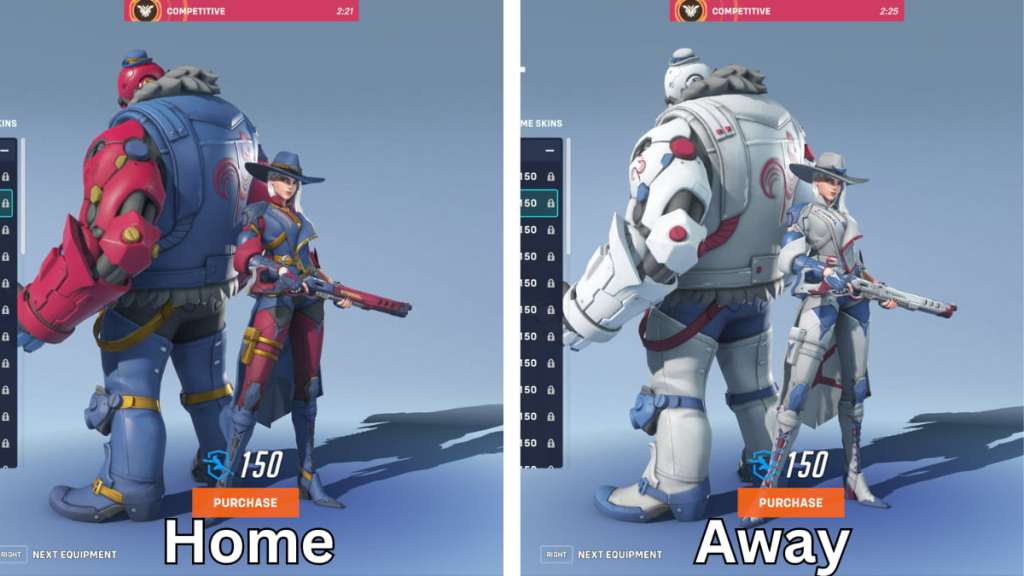 The Paris Eternal's home and away skins in Overwatch 2