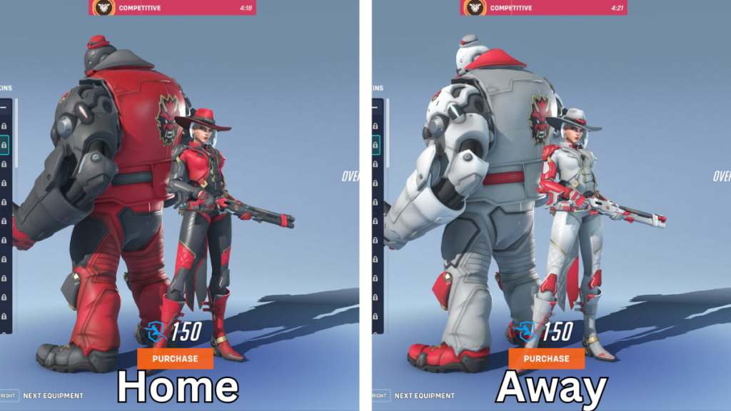 The Infernal Seoul home and away skins in Overwatch 2