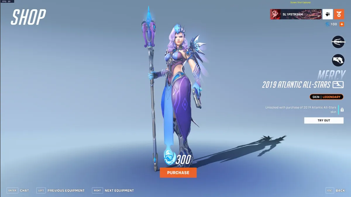 The 2019 Atlantic All-Stars Mercy skin in Overwatch 2