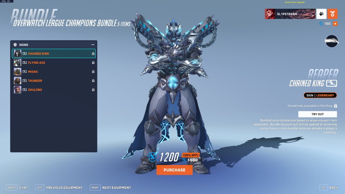 The Chained King Reaper Overwatch League skin